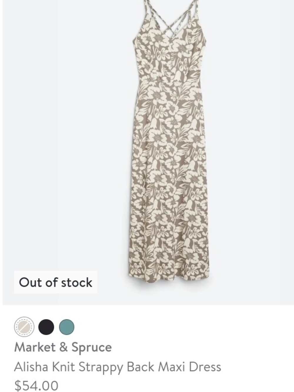 Market & Spruce Taupe and Cream Floral Strappy Maxi Dress